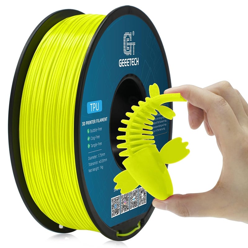 Geeetech TPU Filament 1.75mm, Shore 95A Flexible 3D Printer Filament with High Elasticity, 1KG (2.2lbs) Spool, Dimensional Accuracy ±0.03mm, Fits Most FDM Printers (Yellow) - Image 1